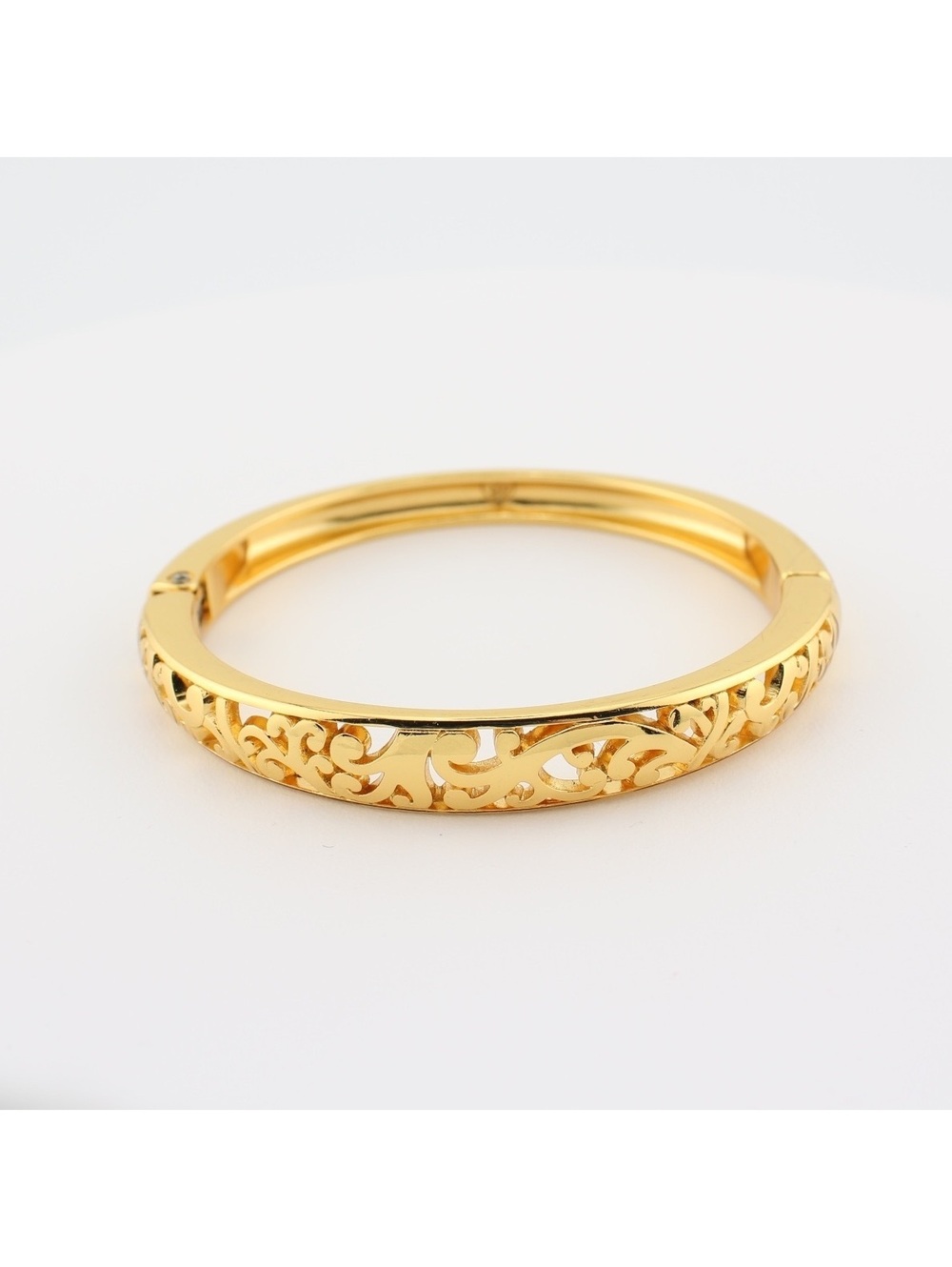 Brighton Gold Tone Filigree Hinged Bangle Bracelet